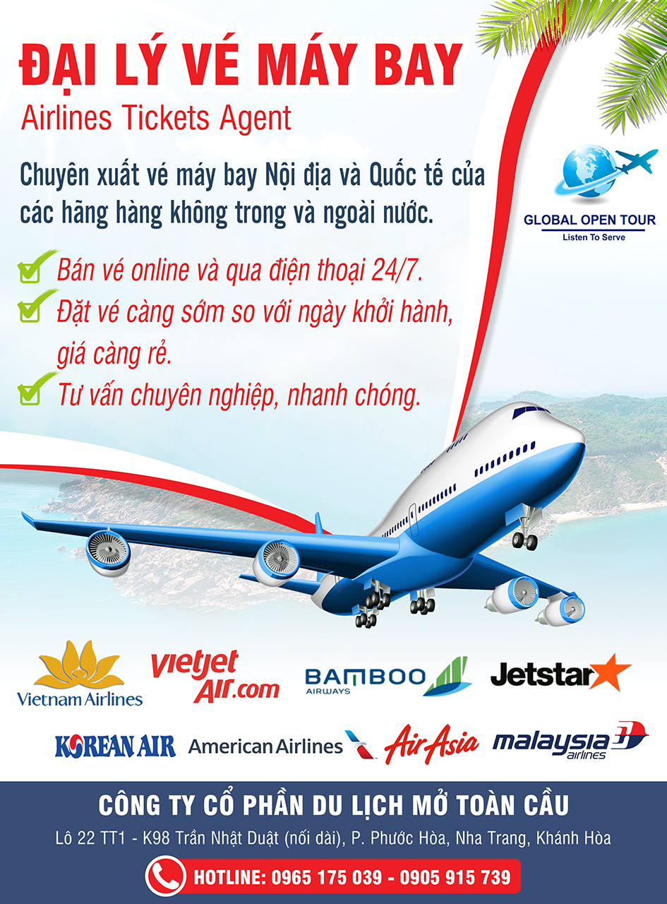 Đại lý vé máy bay Global Open Tour - chuyên vé máy bay nội địa và quốc tế