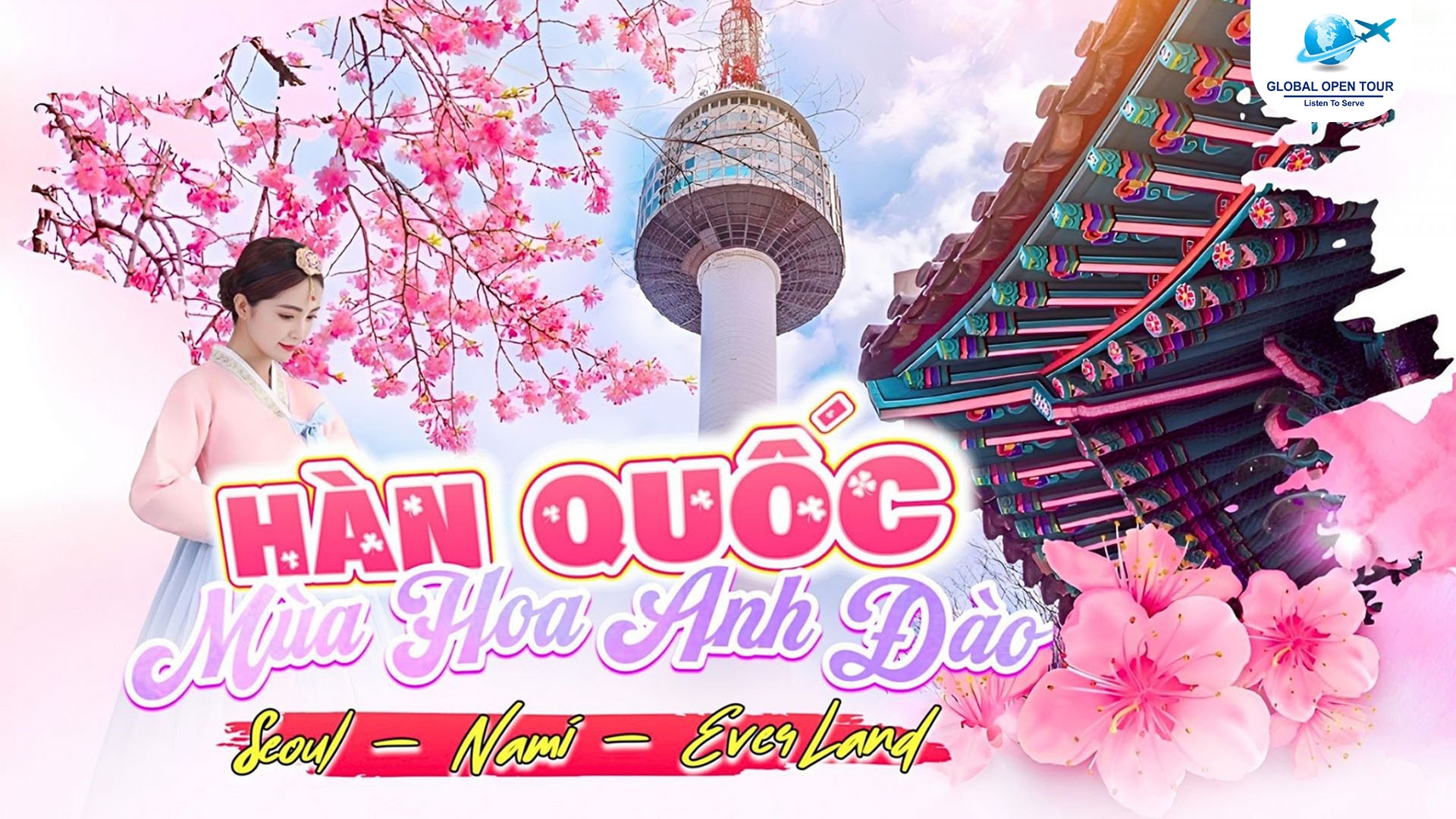 Tour mùa xuân Hàn Quốc ngắm hoa anh đào 2025