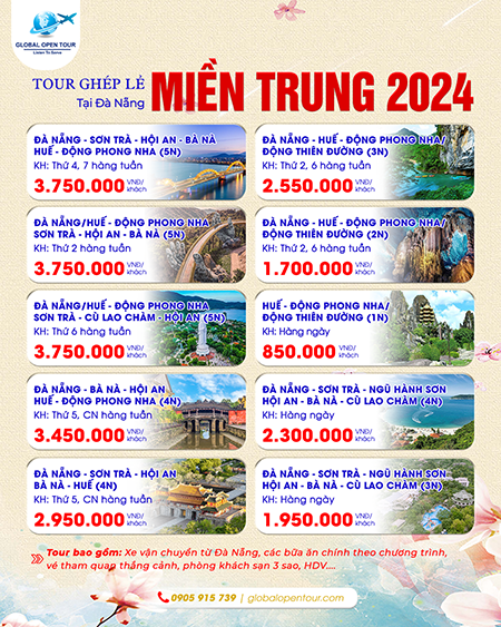Lịch tour ghép lẻ miền Trung 2024