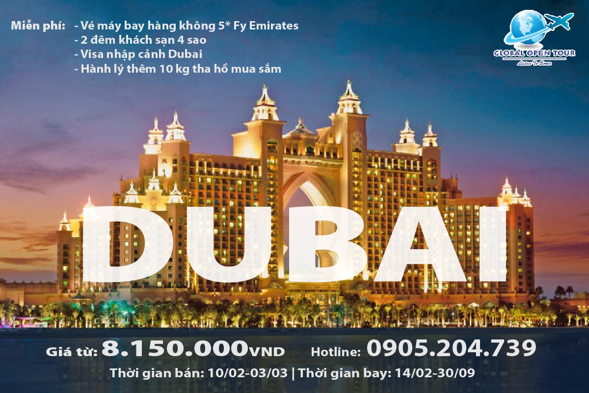 Đặt vé Máy Bay Dubai - Miễn phí 2 đêm ở tại khách sạn xa hoa